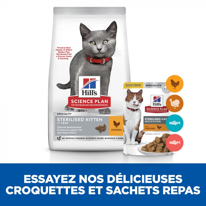 HILL'S Science Plan Sterilised Kitten au Poulet – Croquettes pour chaton