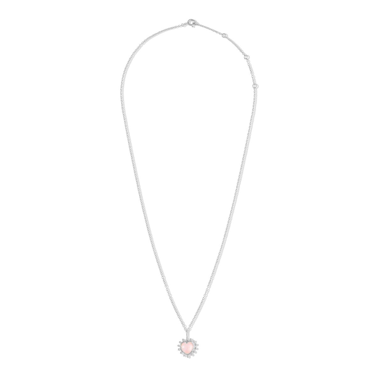 Collier Coeur perlé et pierre Argent,  Aura