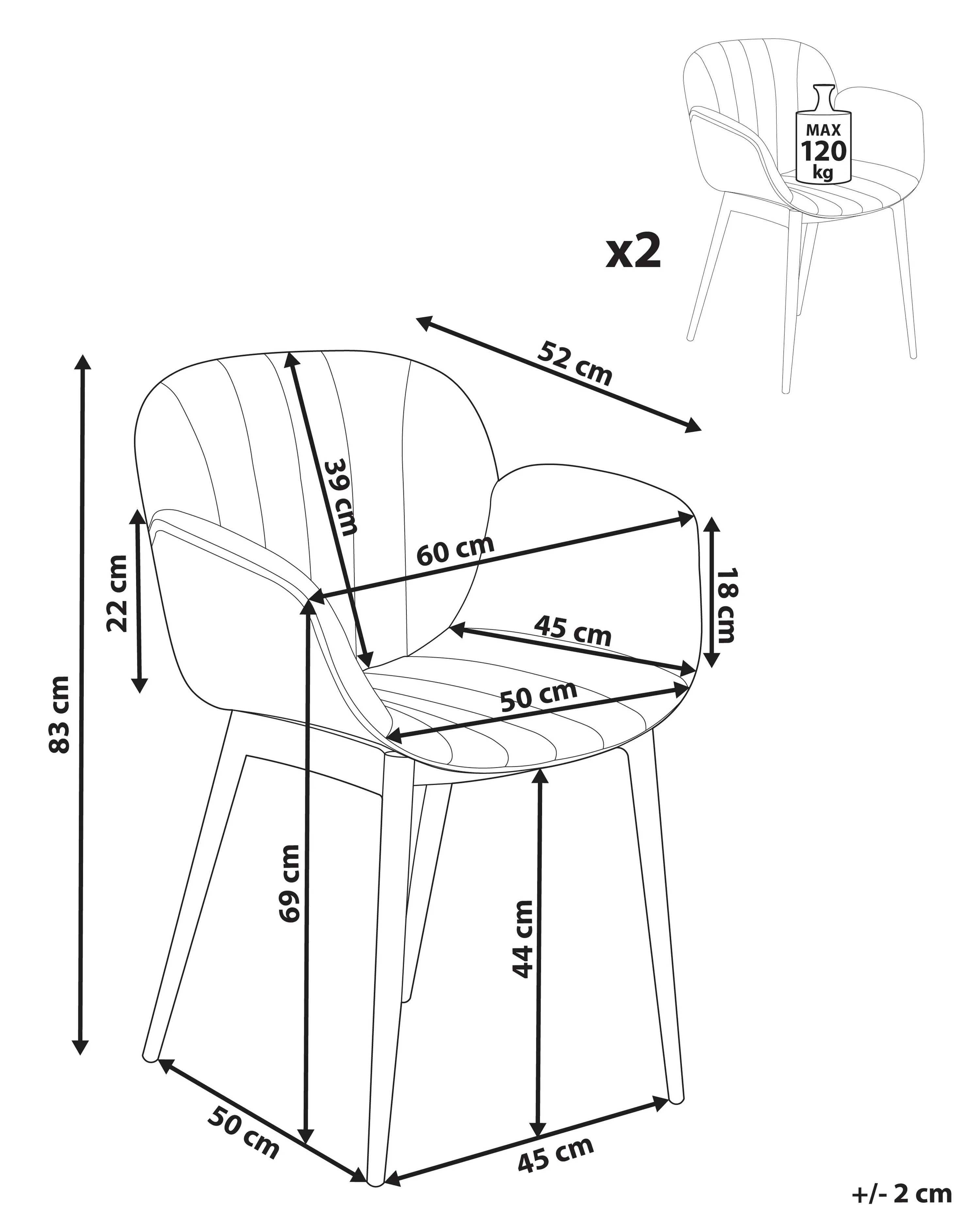 Set van 2 eetkamerstoelen ALICE Mintgroen