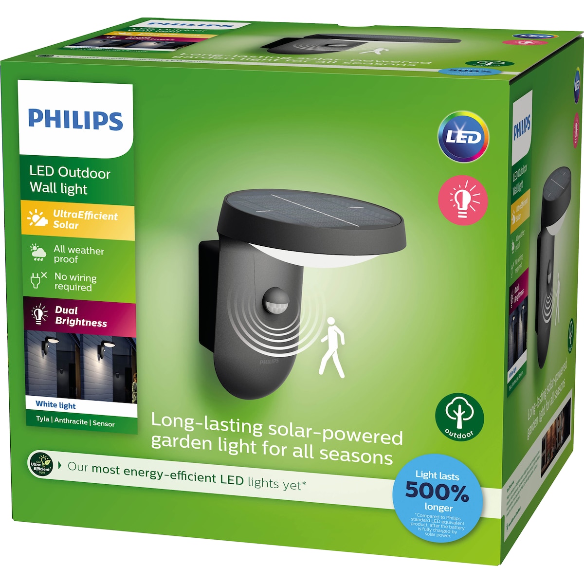 Philips Tyla IR vegglampe med solceller 1,2W