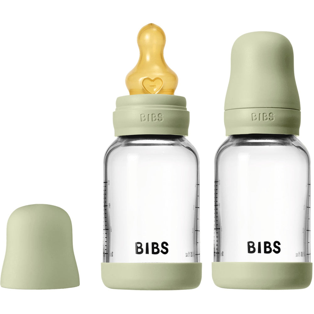 Køb Bibs Sage Glass Baby Flaske Round Latex 2-Pak 120 Ml Slow Flow
