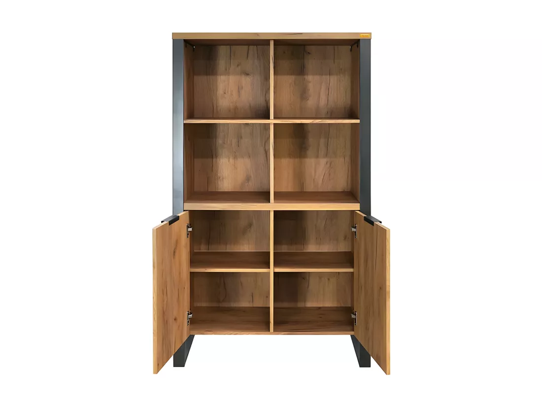 Buffet haut 4 niches 2 portes pieds métal Ron