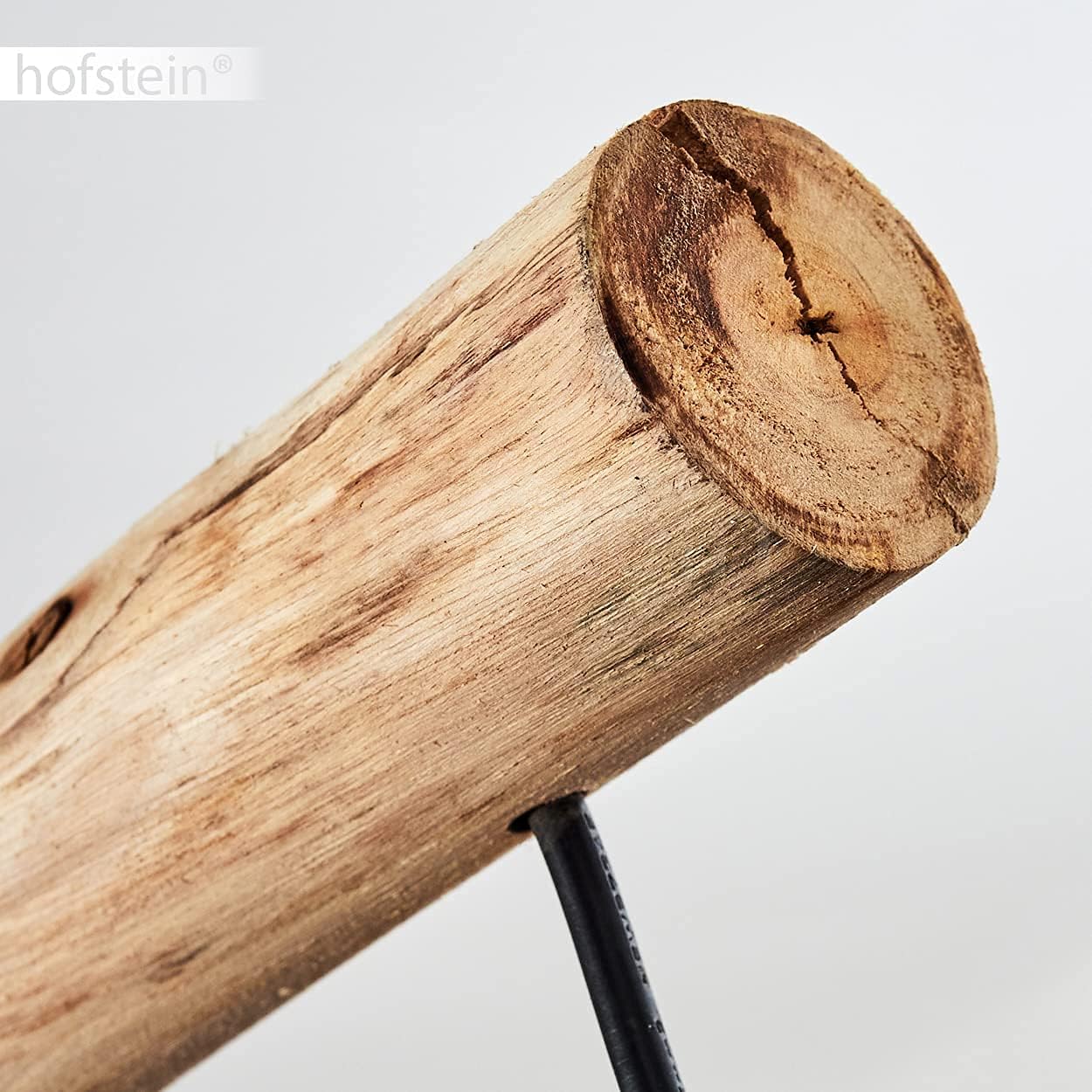HOFSTEIN Pendelleuchte Gondo, Hängelampe aus Metall/Holz in Schwarz/Braun, 4-flammig aus Naturholz und schwarzem Metall, gitterförmige Lampenschirme, Höhe bis max. 138 cm, Küche, Wohnzimmer, Esszimmer