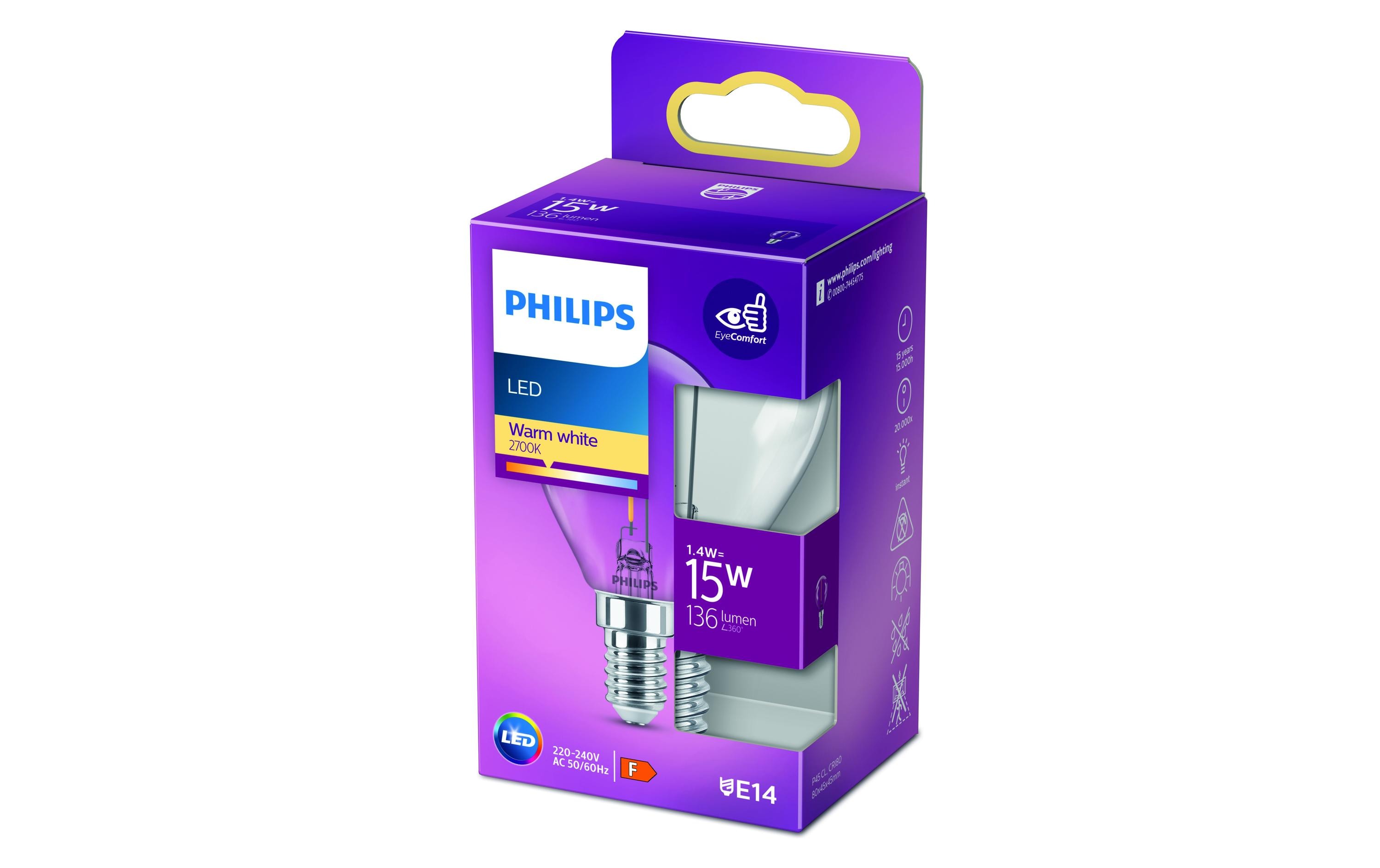 Lampe LEDcla 15W E14 P45 WW CL ND WarmweissLeuchtmittel P45 mit klarem Glas
