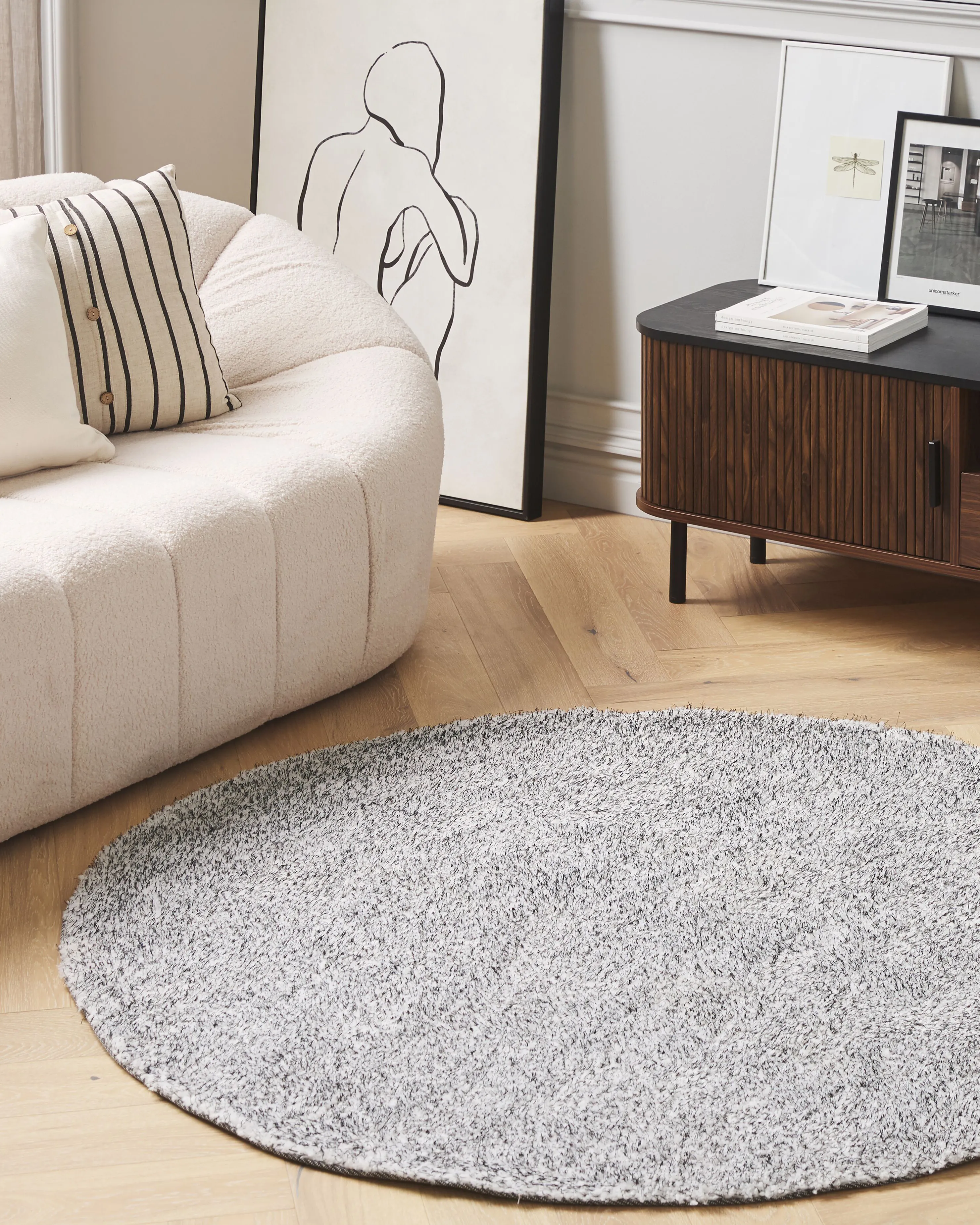 Hoogpoligvloerkleed DEMRE Grijs ø 140 cm