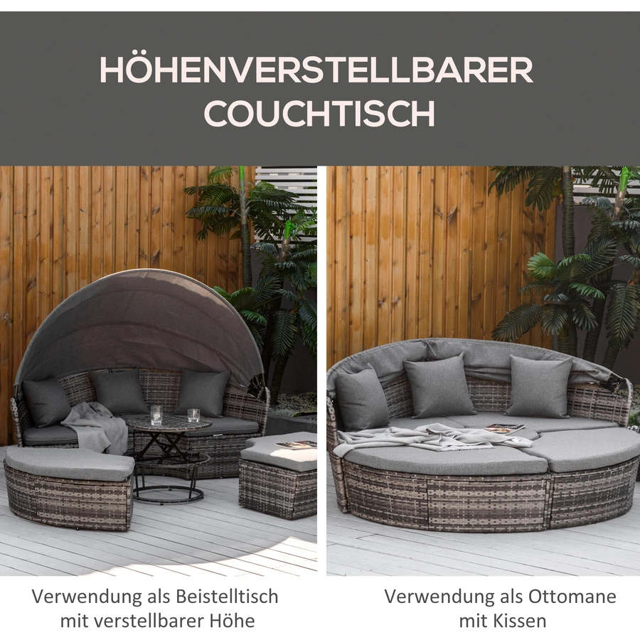 Outsunny Liege mit Loungefunktion grau