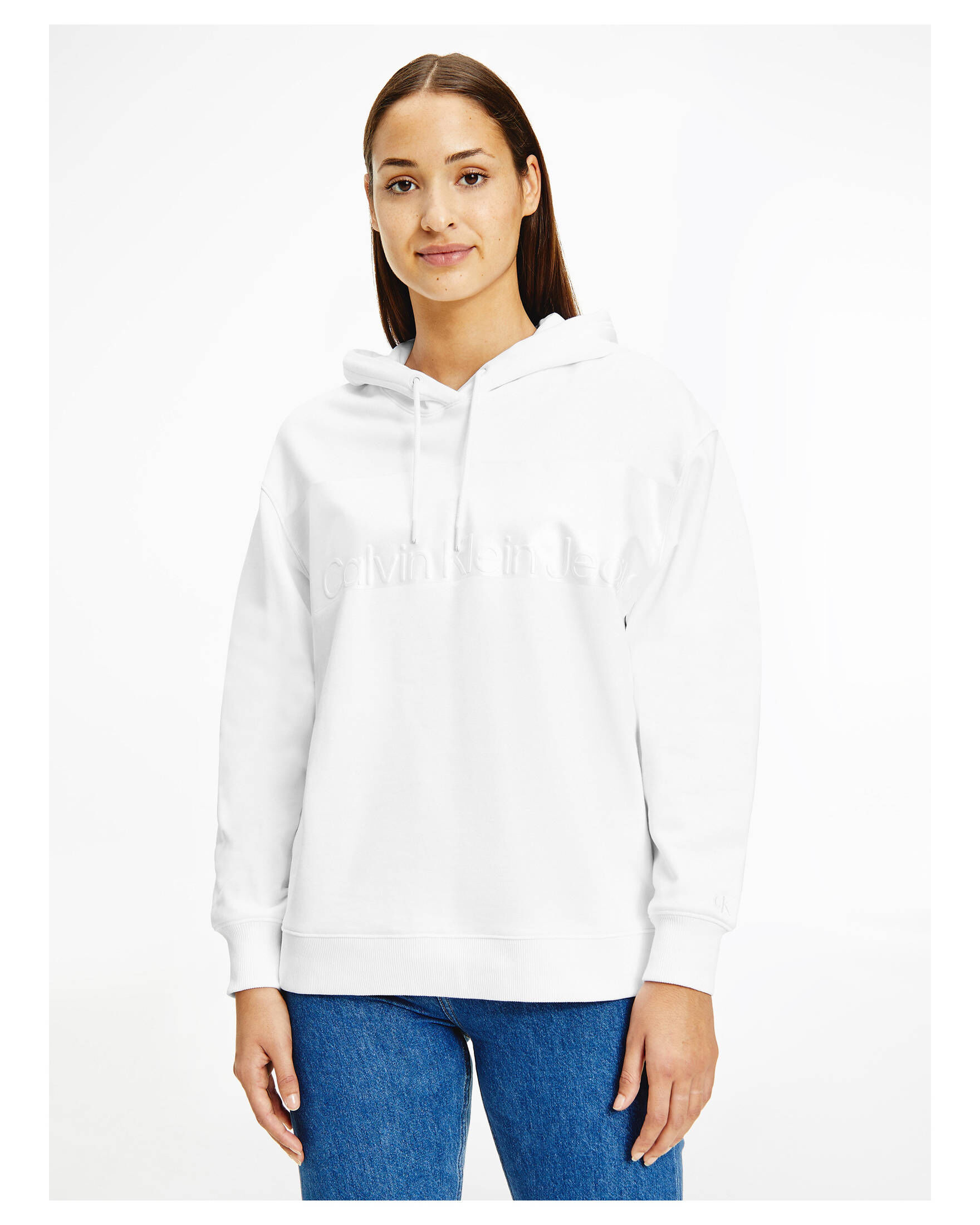 CALVIN KLEIN JEANS| Damen Sweatshirt SHINY LOGO BLOCKING HOODIE Oversized Fit