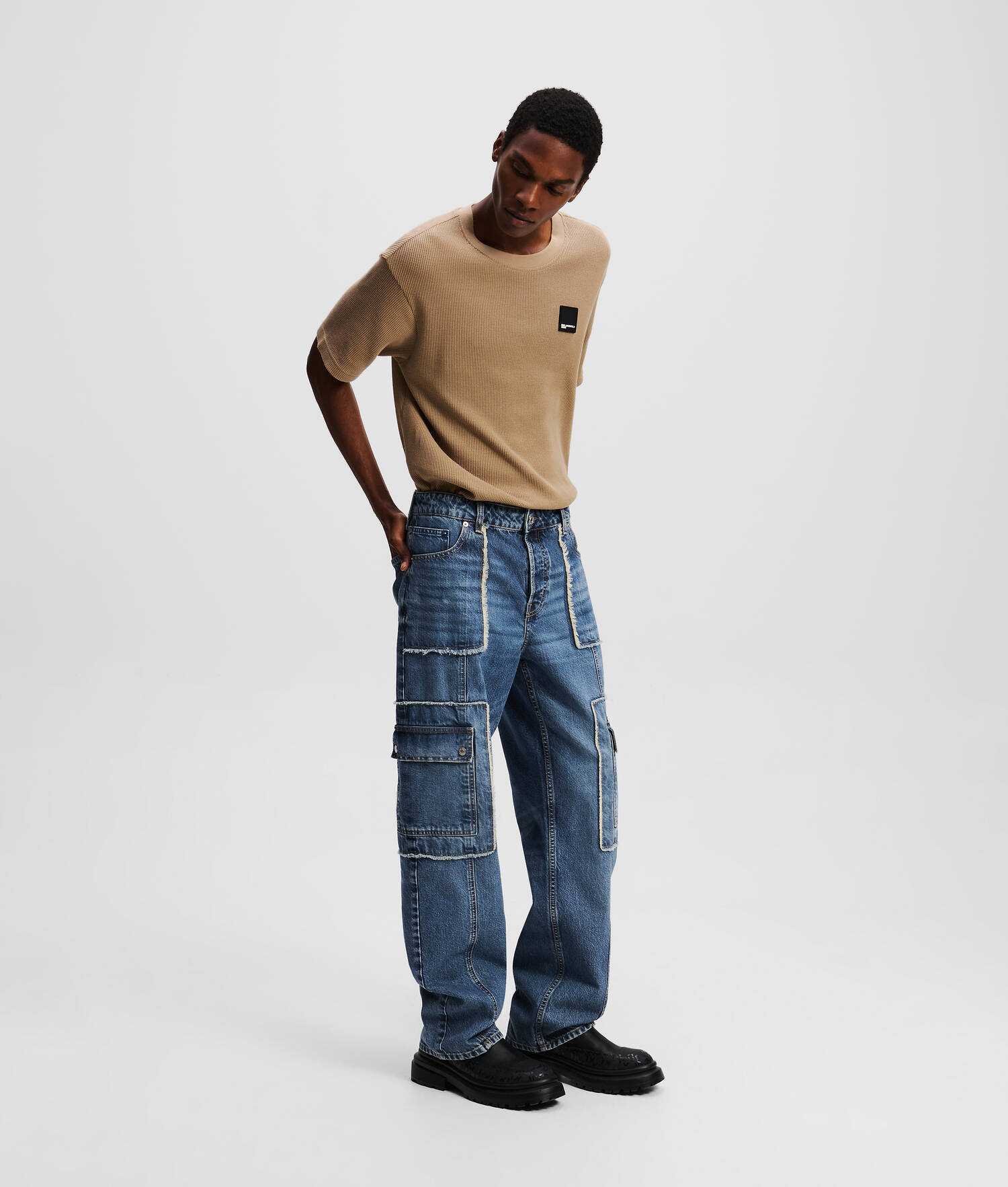JEAN DÉCONTRACTÉ STYLE UTILITAIRE - Bleu moyen lavé teinté