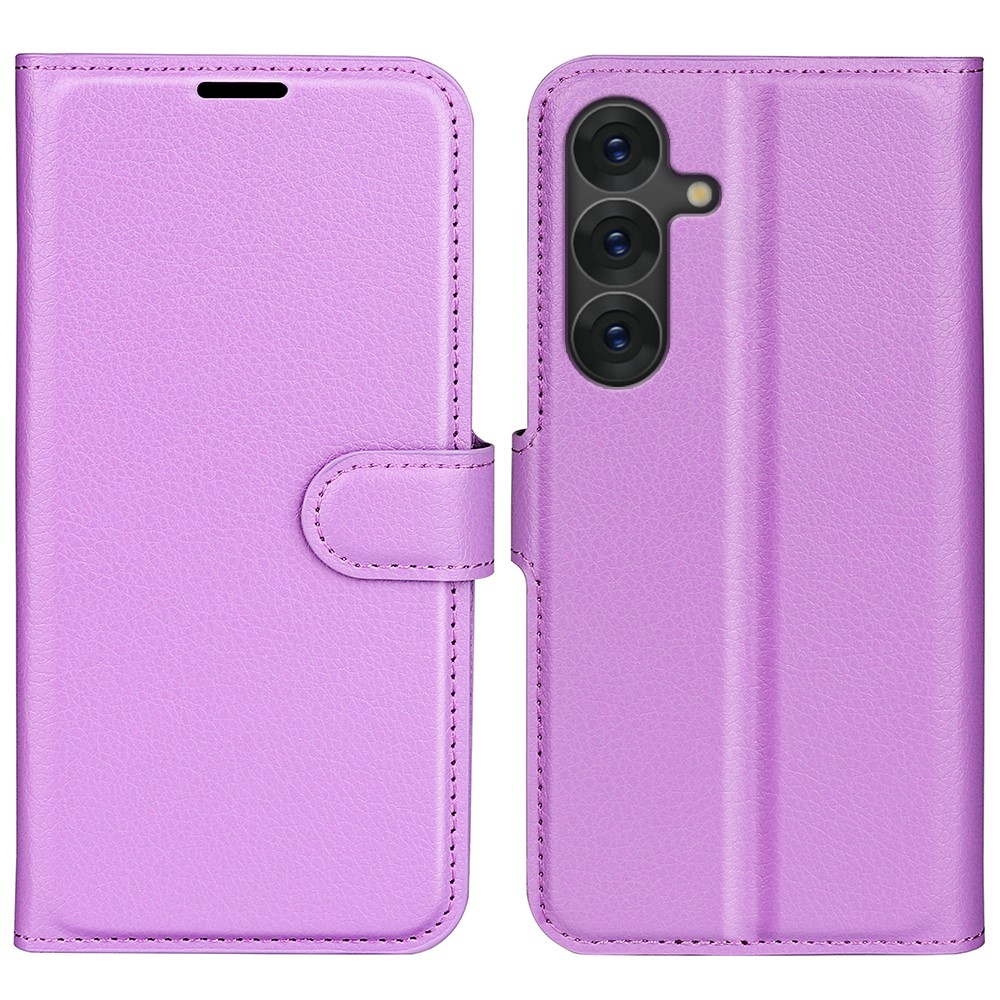 Samsung Galaxy S25  Plus Leder Tasche Flip Cover Litchi Look - Lila