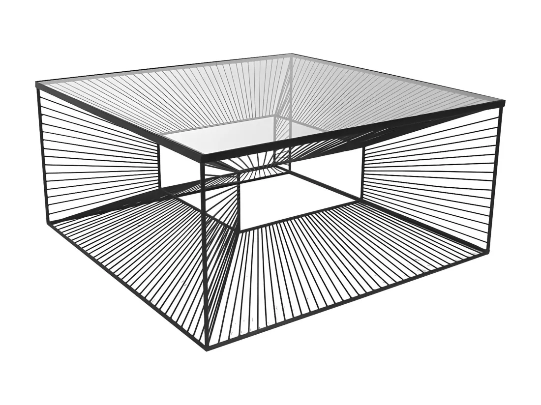 Table basse CLARENCE - Verre et Métal filaire - Noir