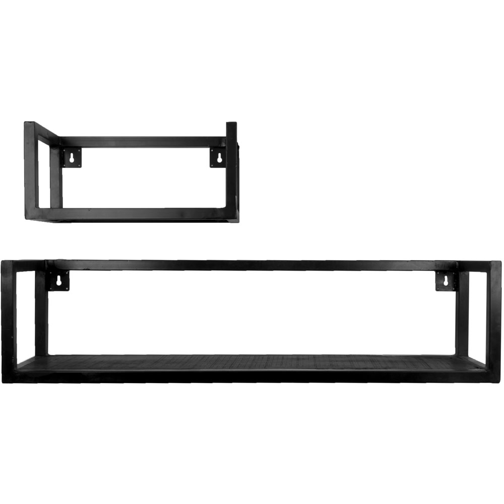Wandplank Vintage zwart klein – set van 2 Zwart - 1 x 81 cm + 1 x 37 cm