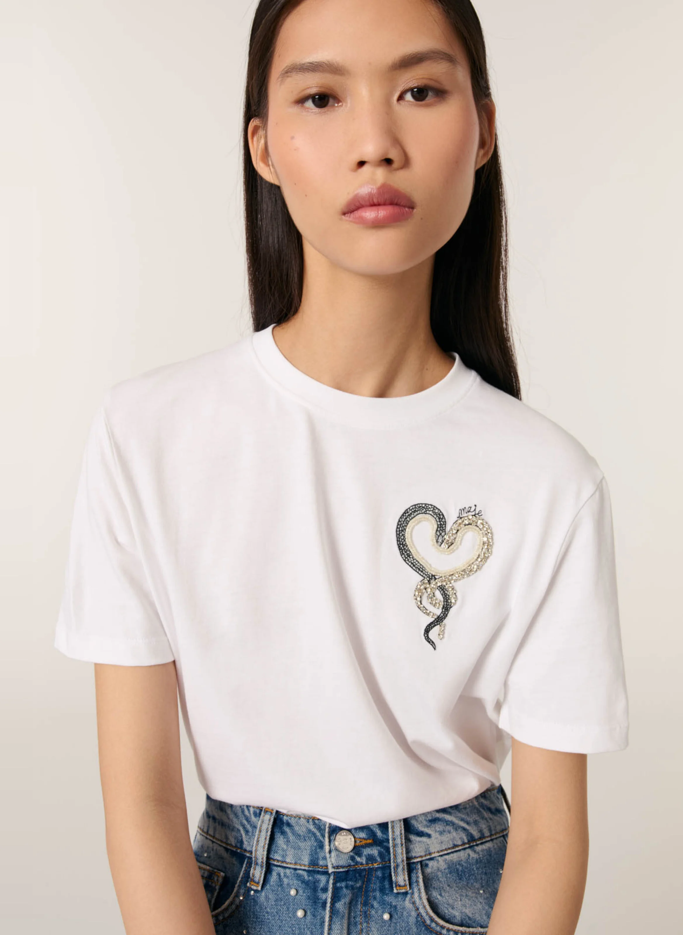 Tee-shirt brodé en coton | Blanc