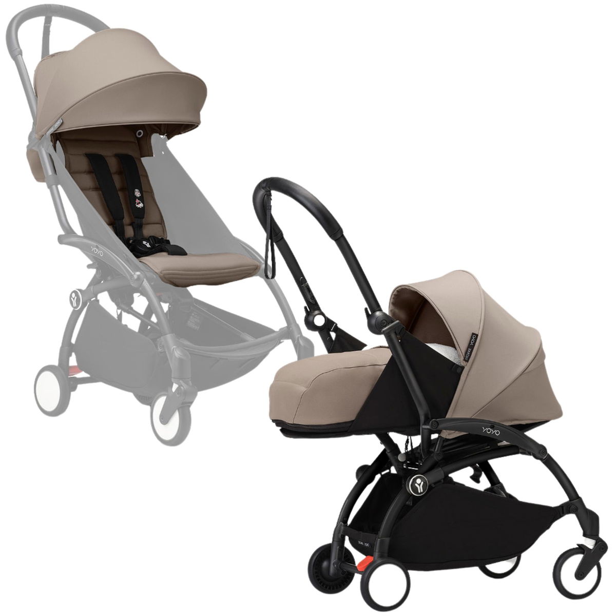 STOKKESTOKKE   YOYO³ 0+ black mit 6+ Textilset taupe
