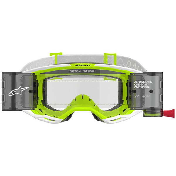 Alpinestars - Masque Vision 8 Wordmark Roll-Off Blanc / Noir / Jaune fluo / Transparent