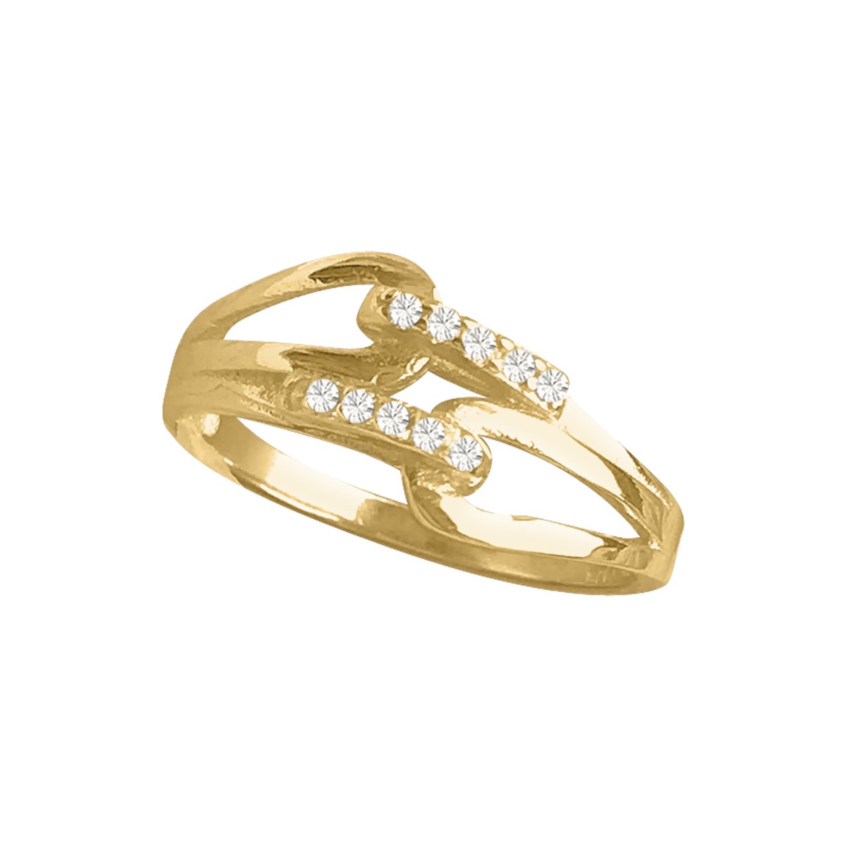 Bague plaqué or et oxyde de zirconium