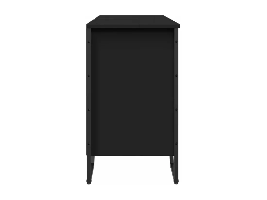 Armoire lavabo de salle de bain noir 91x35x60 cm