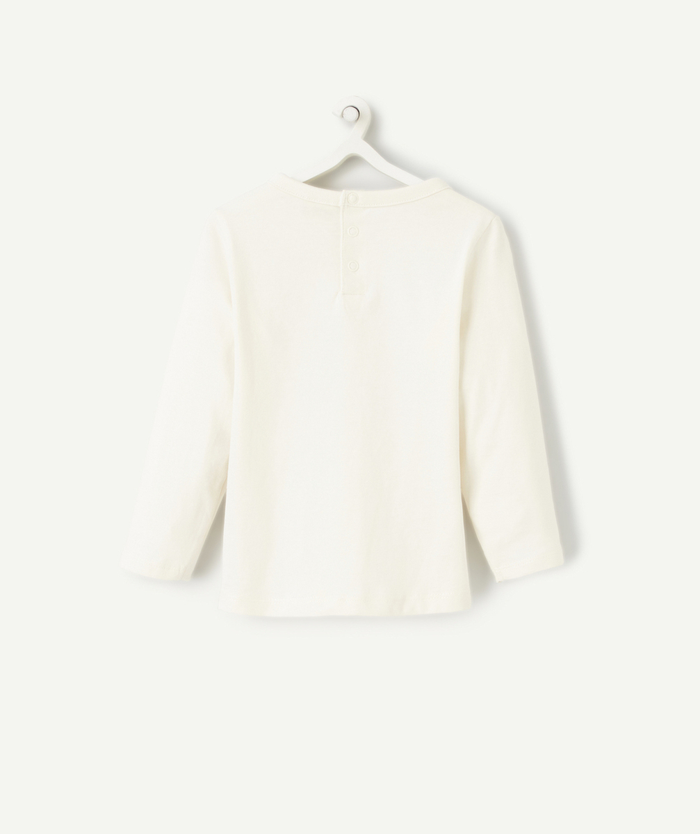 T-SHIRT BÉBÉ GARÇON EN COTON BIO ÉCRU AVEC TIGRES ET MESSAGES
