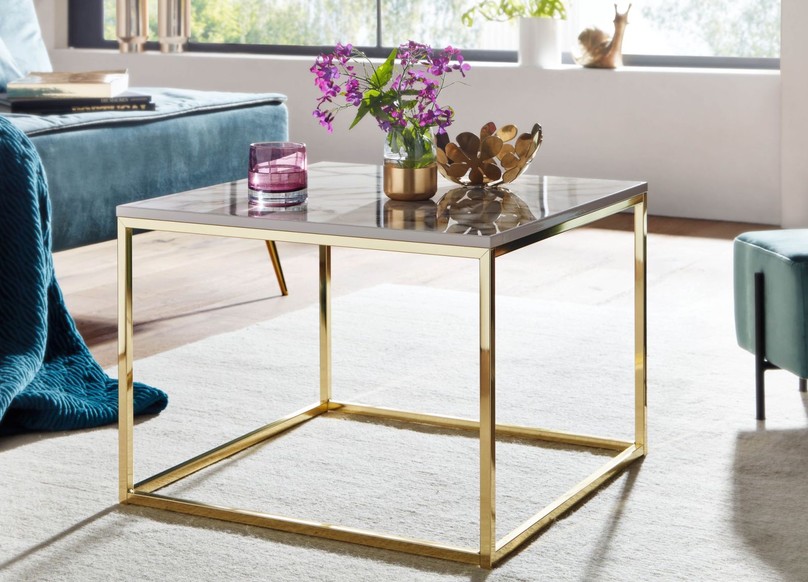 Couchtisch - Marmor-gold - 60 cm