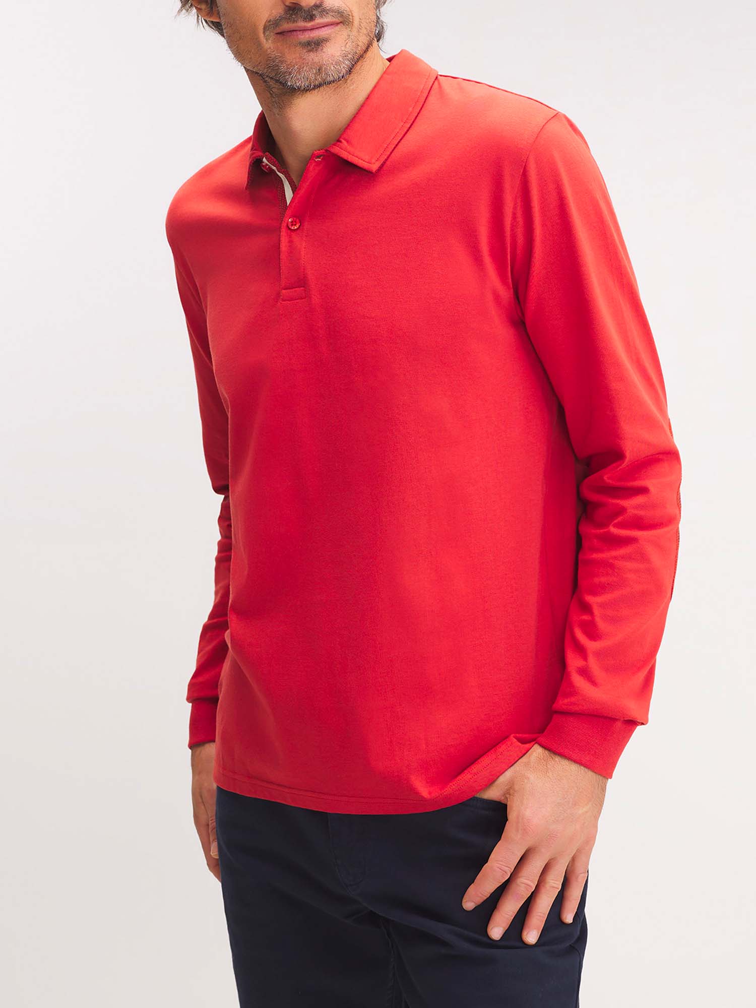 Polo Homme Manches Longues Rouge