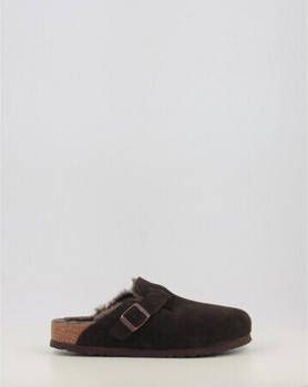 Birkenstock slipper BOSTON Shearling Mocca Suede Leather narrow