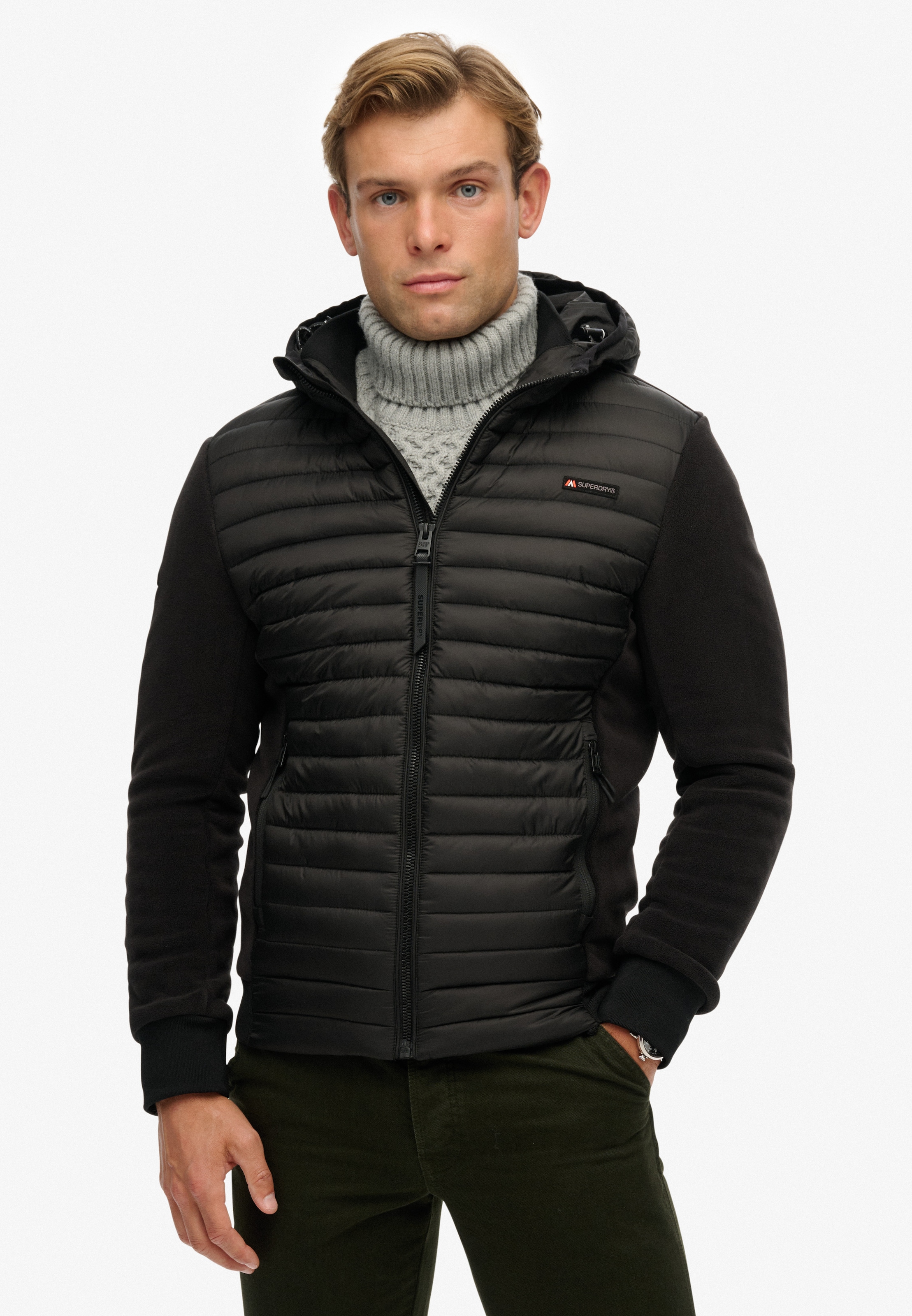 Superdry Steppjacke »HOOD STORM FLEECE HYBRID JKT« mit Kapuze
