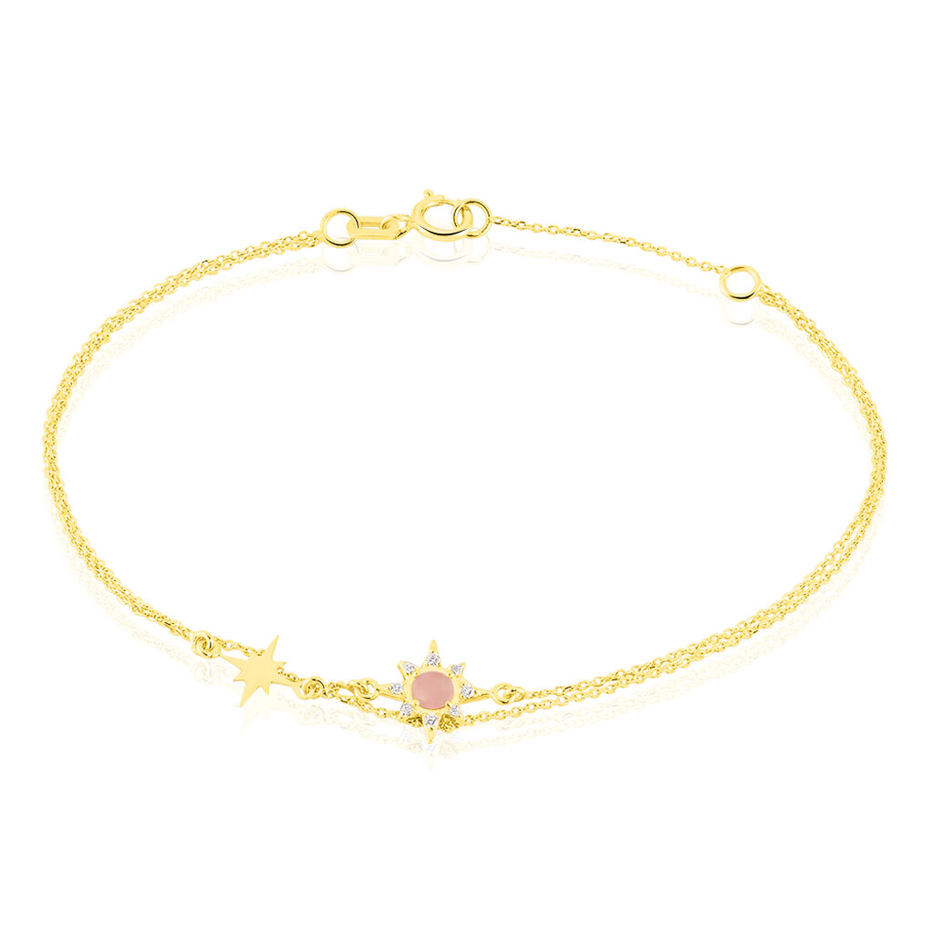 Bracelet Terrie Or Jaune Calcedoine Et Oxyde De Zirconium