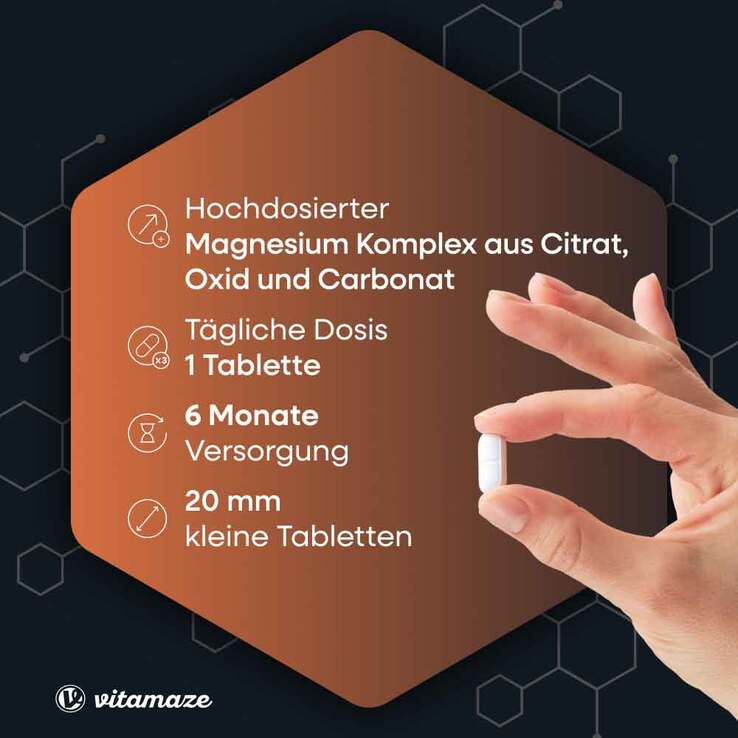 Magnesium 350 mg Komplex Citrat / Oxid / Carbonat vegan Tabletten , 180 St