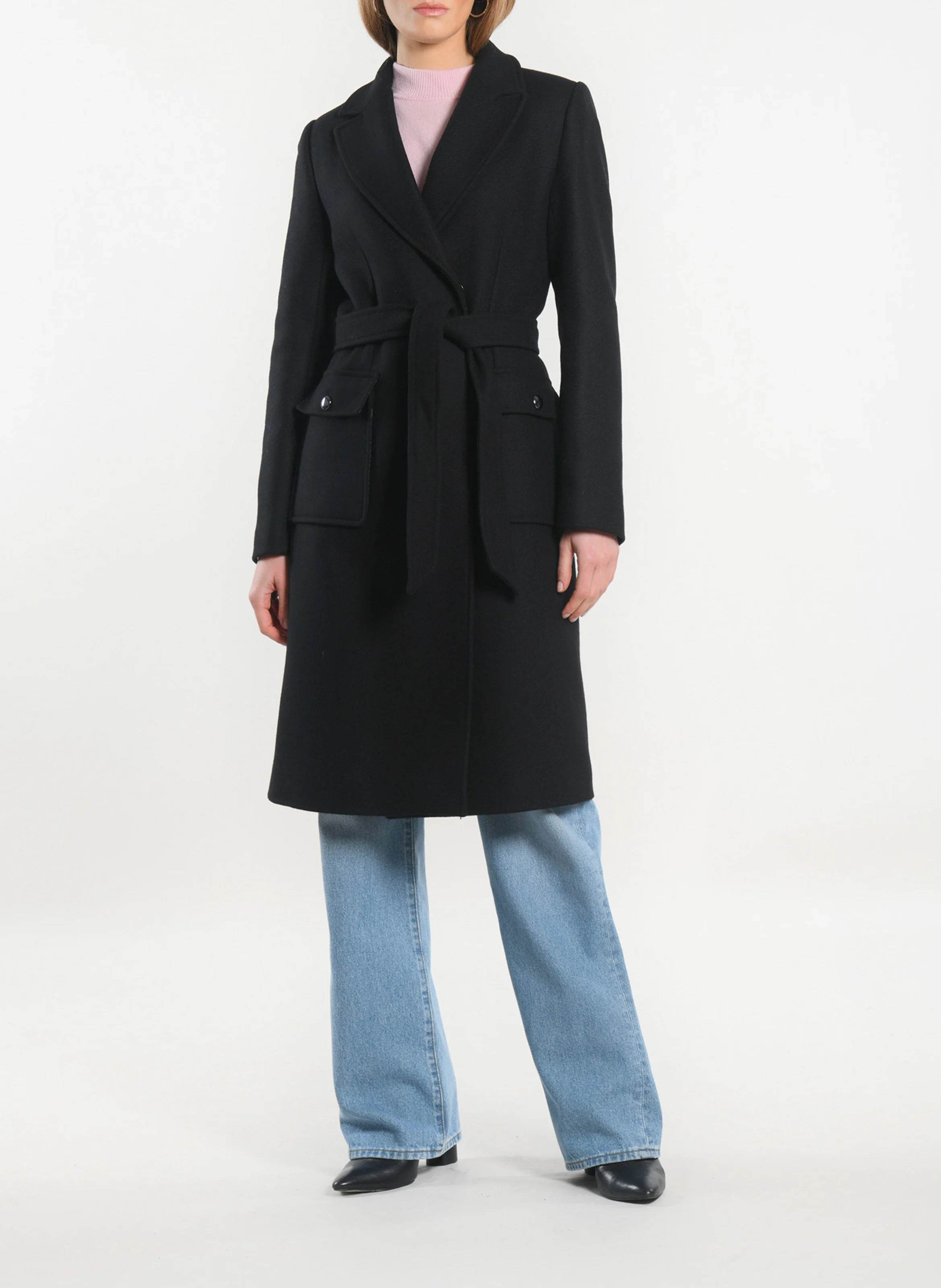 NAEL - Manteau droit en laine mélangée | Noir