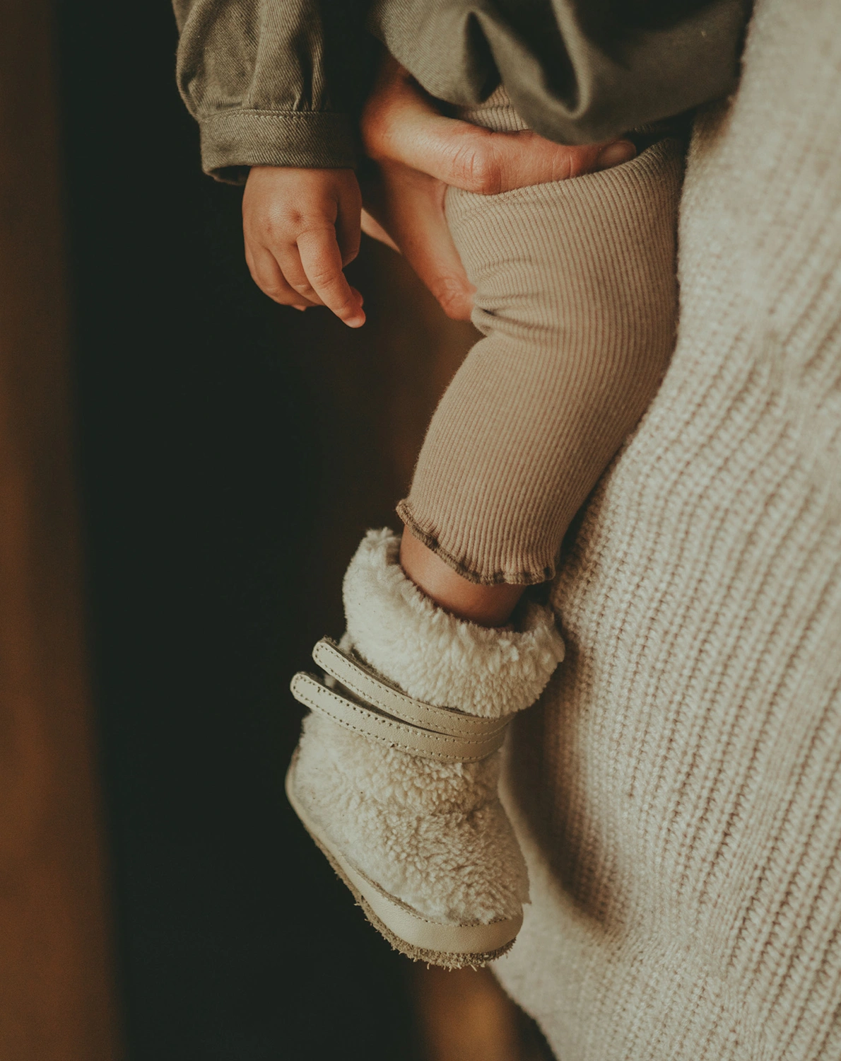 Krabbelschuhe LARISSO gefüttert in off white