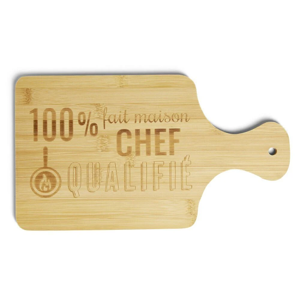 Planche à découper bambou 100% chef qualifié 33x18,5cm