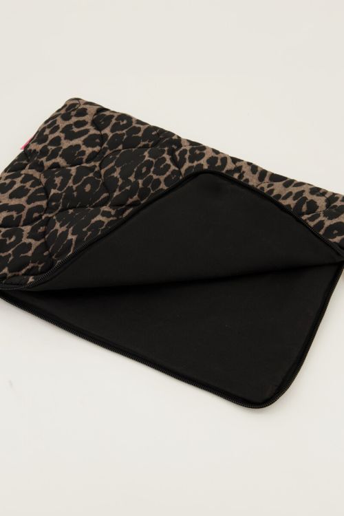 Gewatteerde laptop hoes met panterprint