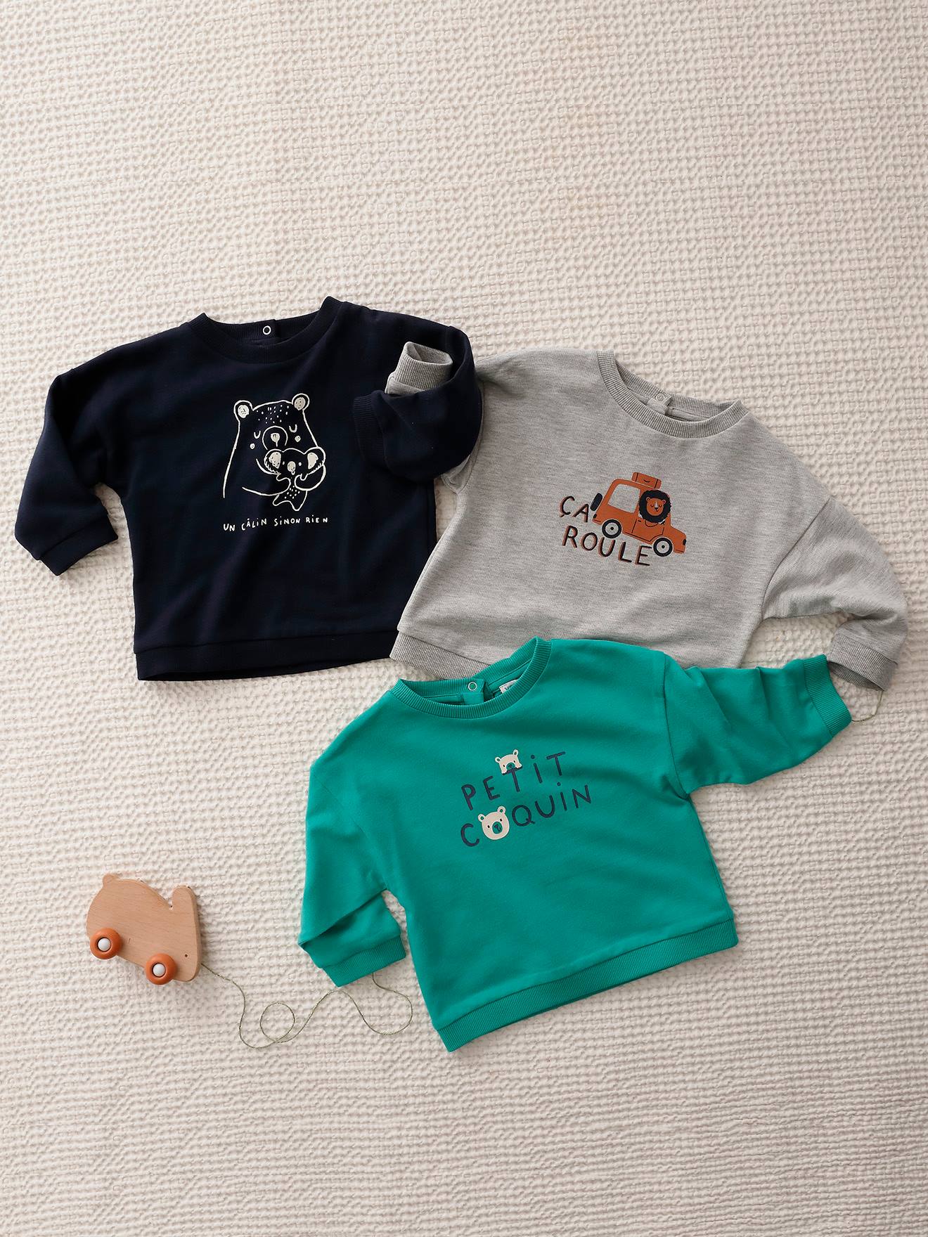 Moletom básico de lã polar para bebê, azul escuro
