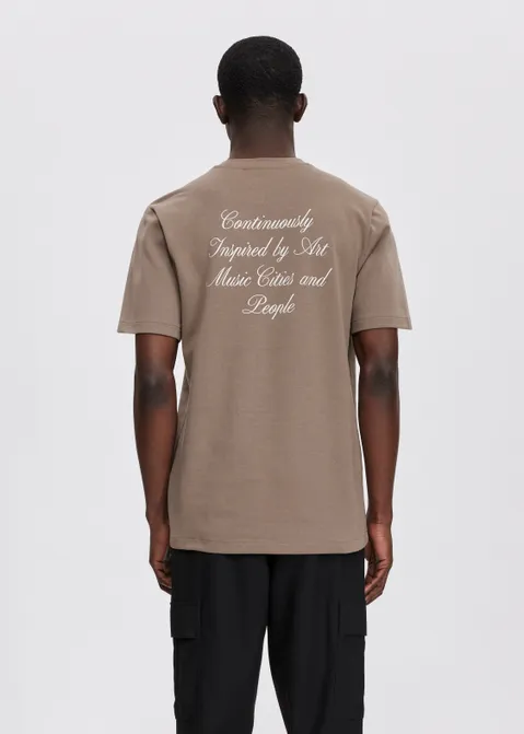 T-shirt met tekst print bruin (TAU.D)