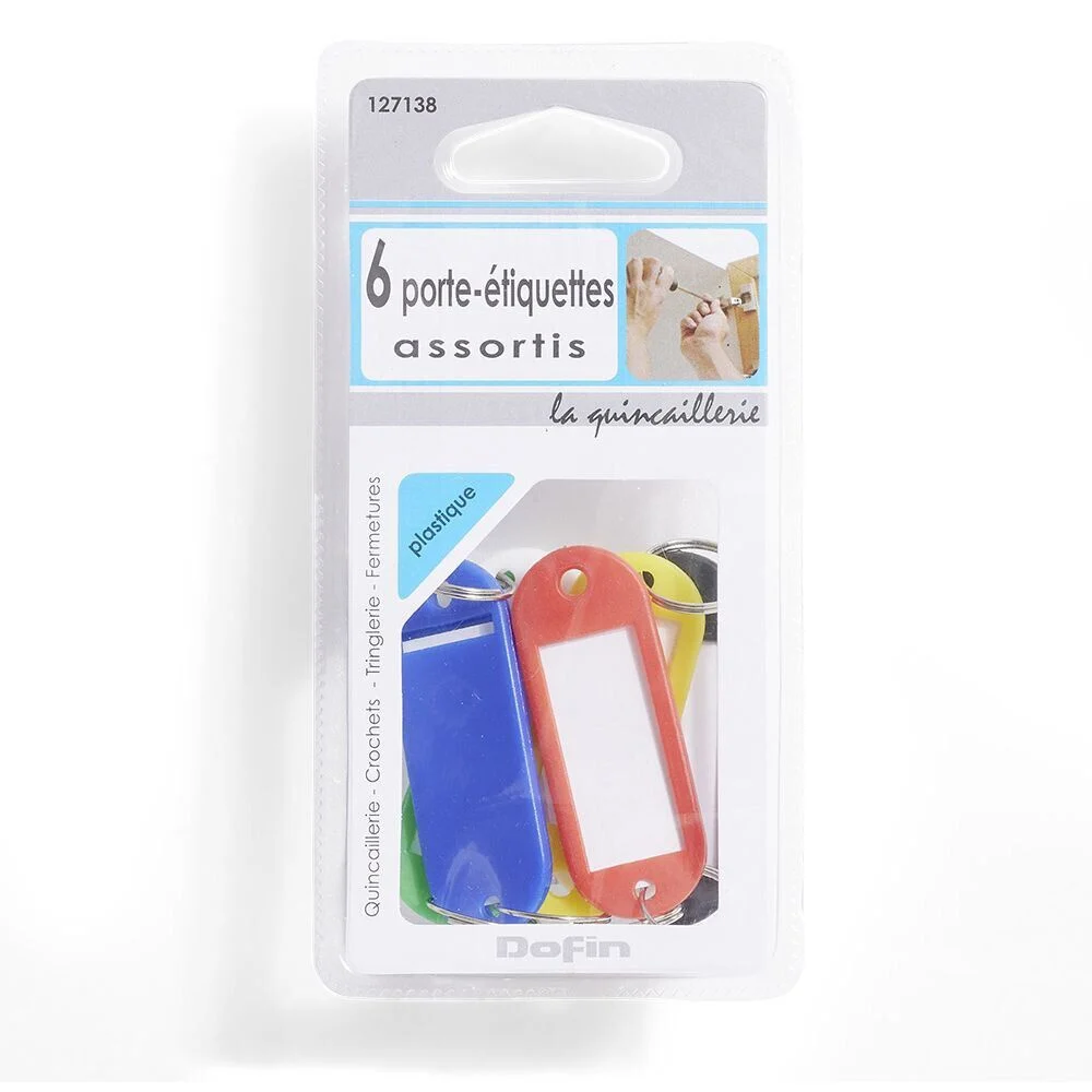 6 porte-étiquettes en plastique coloré