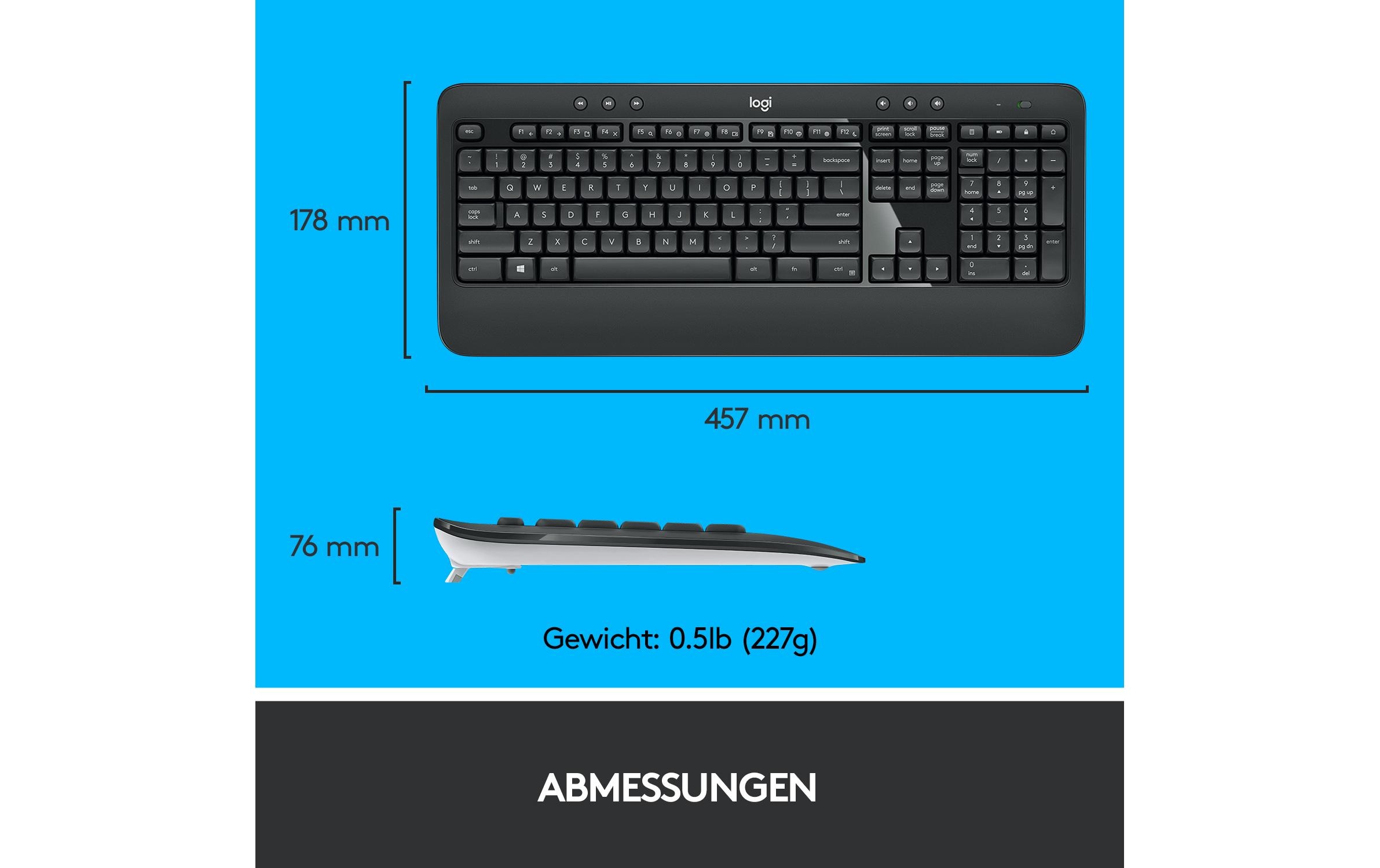 Tastatur-Maus-Set MK540 Advanced US-Layout, für WindowsSet aus Wireless-Tastatur und -Maus mit bis zu 3 Jahren Batterielaufzeit für PC und Laptop