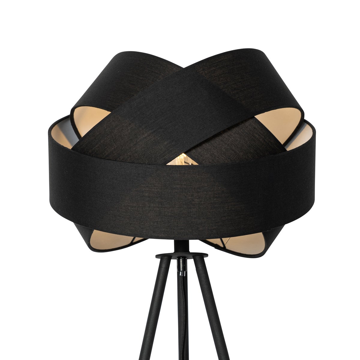 QAZQA - Moderne staande lamp, zwart - textiel | Woonkamer | Slaapkamer - Rond textiel - LED-compatibel E27