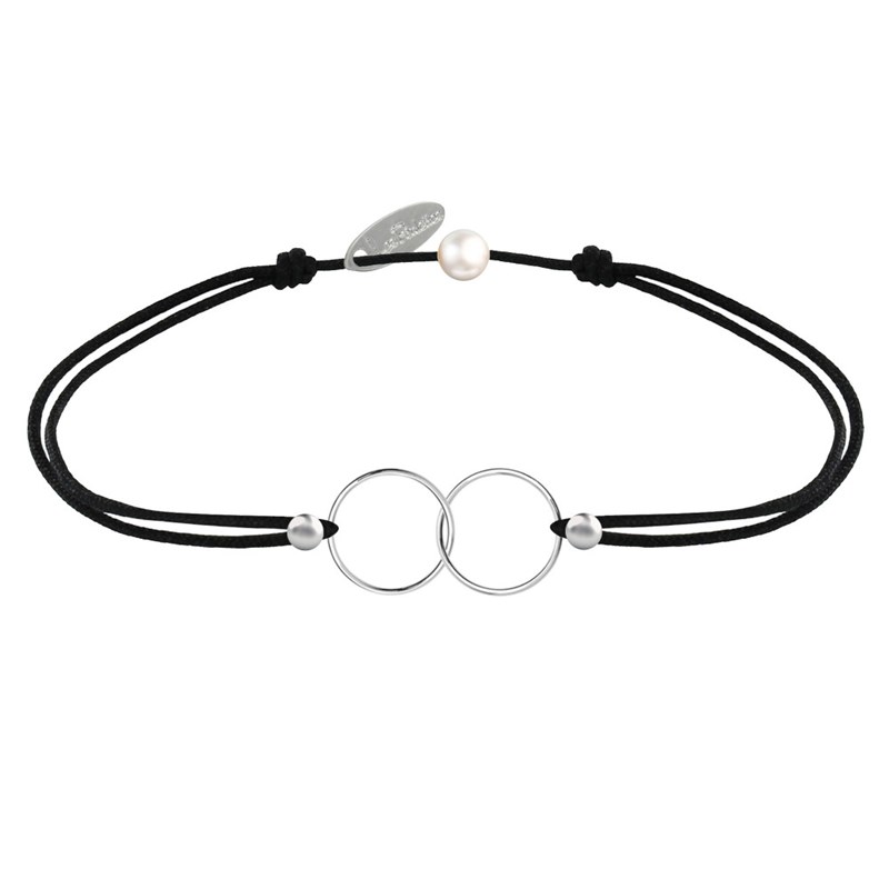 Bracelet Lien Argent Anneaux Toi et Moi - Classics - Noir