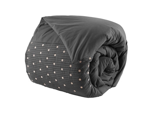 TERRE DE NUIT - Housse de couette brodée plis religieuses anthracite 200x20...