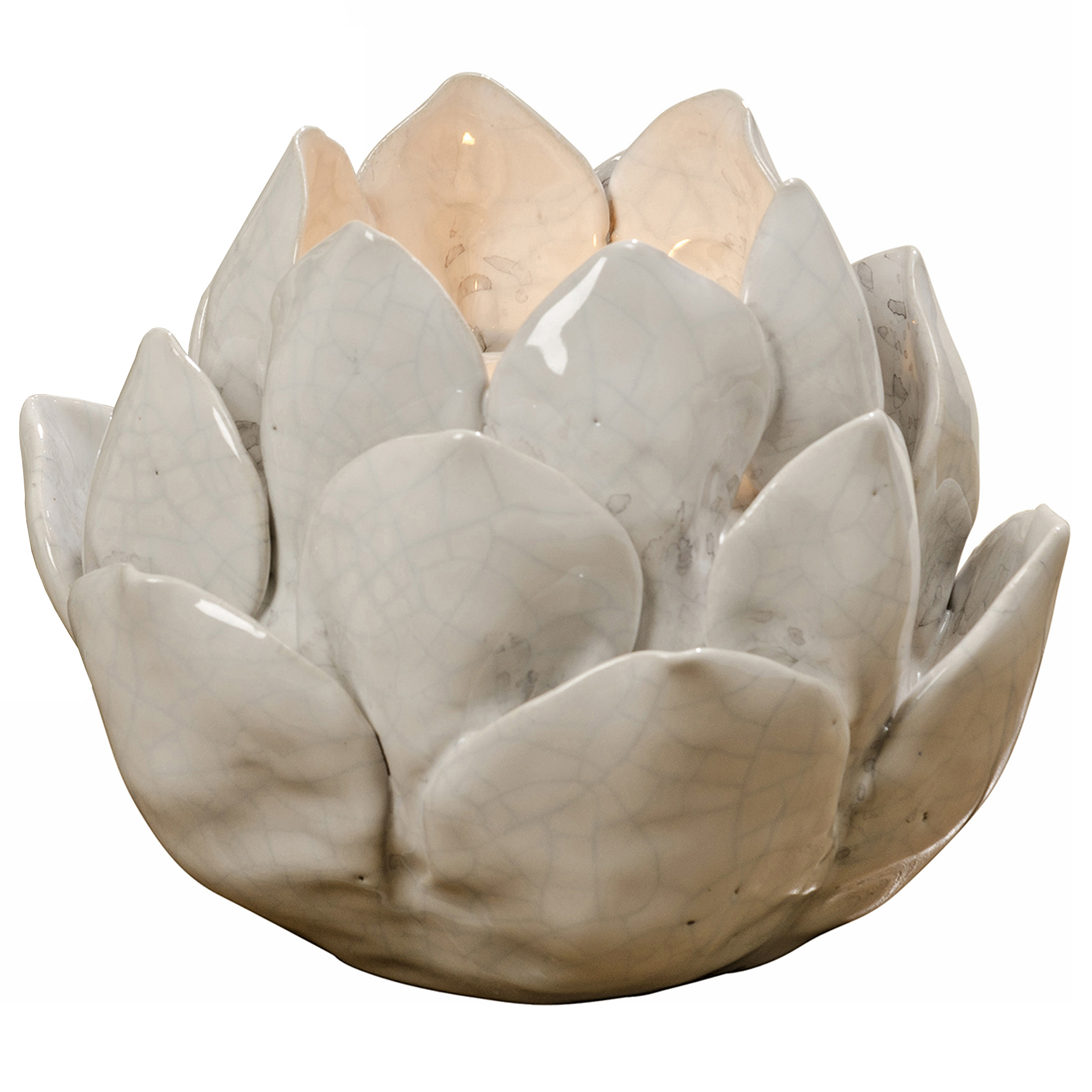Teelichthalter - weiß-beige - sortiert - Blume