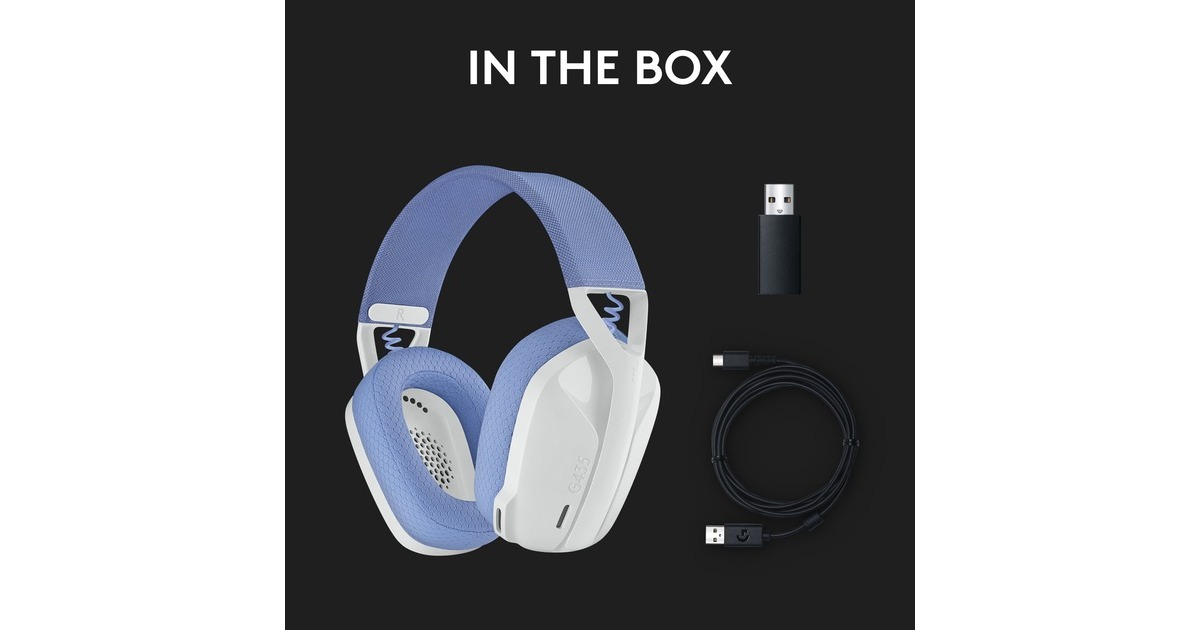 LogitechG435 LIGHTSPEED Wireless  over-ear gaming headset  (Wit, Bluetooth, Pc, PlayStation 4, PlayStation 5)
