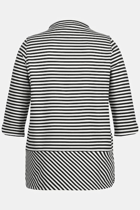 Shirt, Streifen, Metallic-Effekt, Stehkragen, 3/4-Arm
