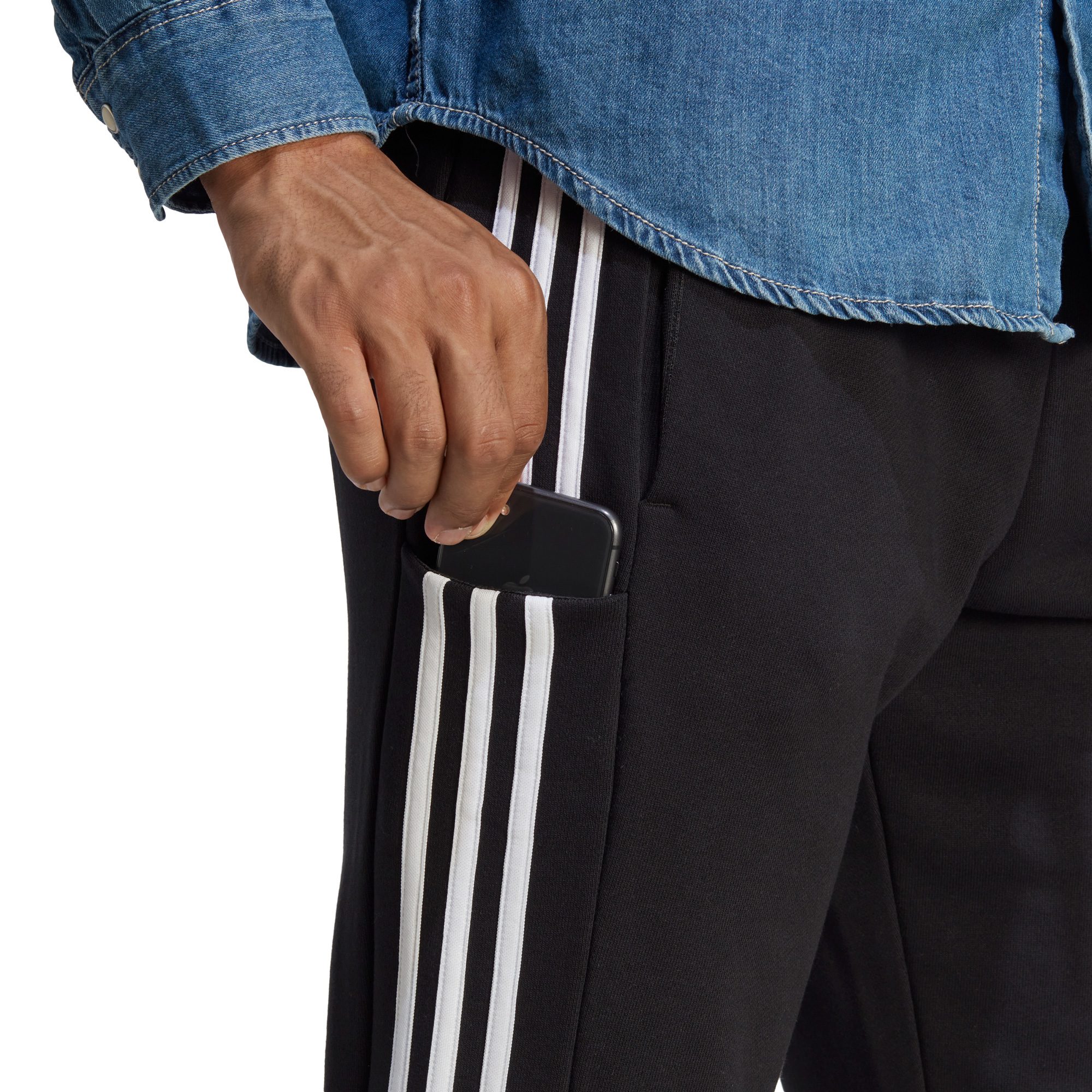 adidas Essentials French Terry Tapered Cuff 3-Streifen Jogginghose Herren schwarz