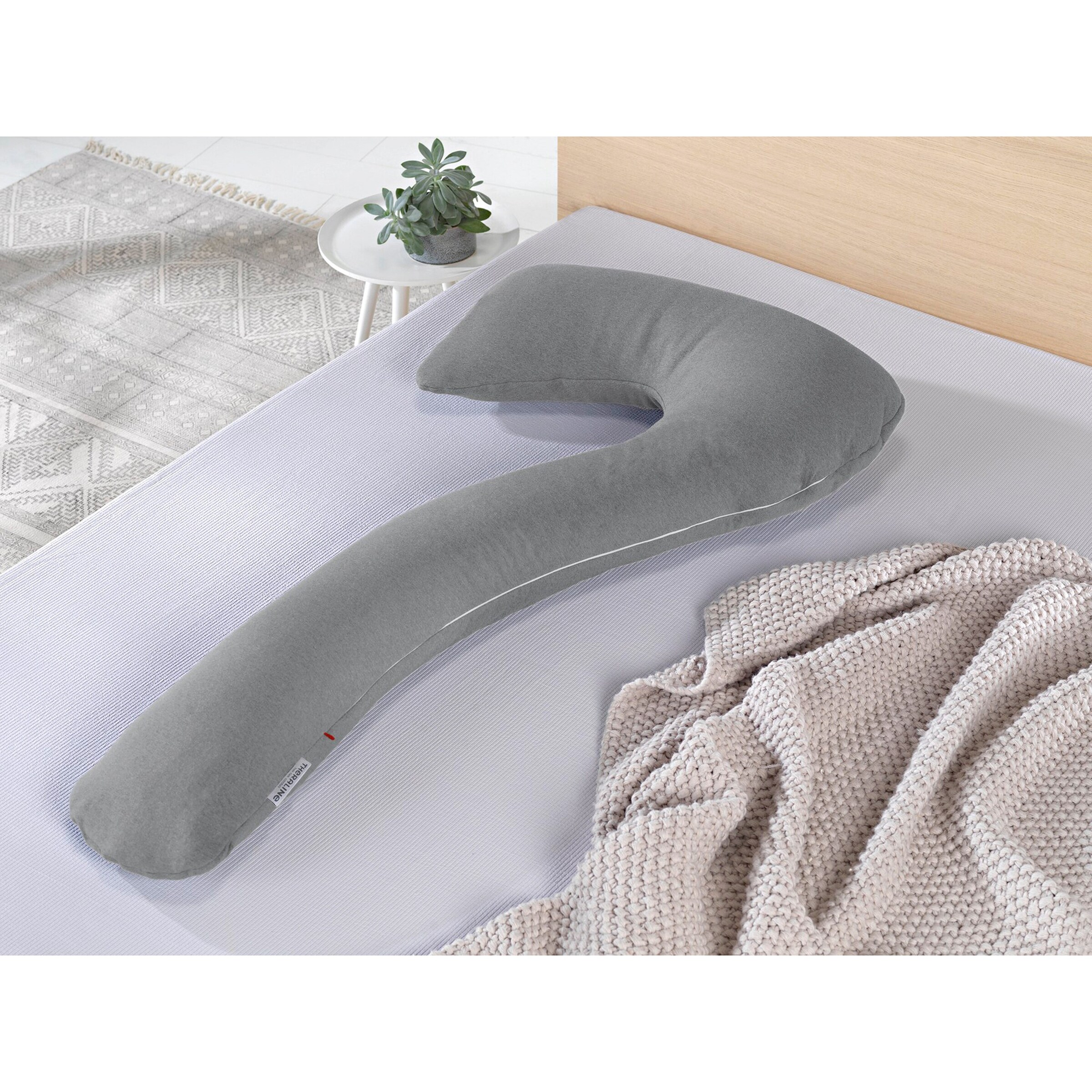 Theraline - MY 7 BY THERALINE Schlaf- und Stillkissen Bamboo Collection 150 cm melange mittelgrau