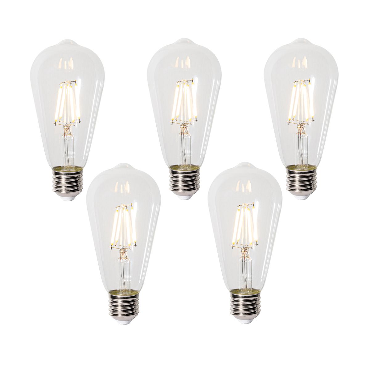 Set van 5 E27 dimbare LED lampen ST64 clear 5W 600 lm 2700K