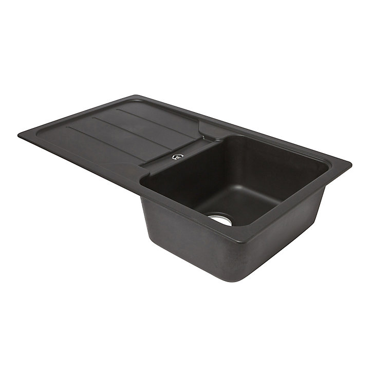 Évier en composite de quartz noir 1 bac à encastrer Arber