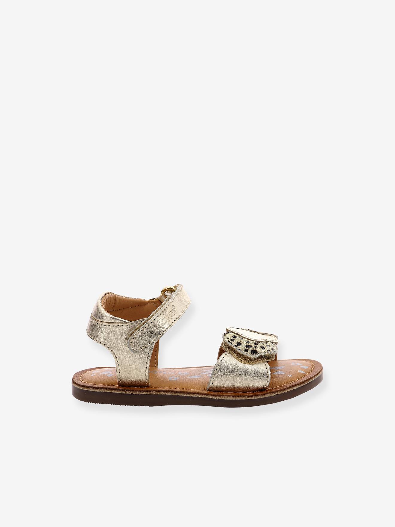 Sandálias infantis KICKERS® Dyastar em couro dourado