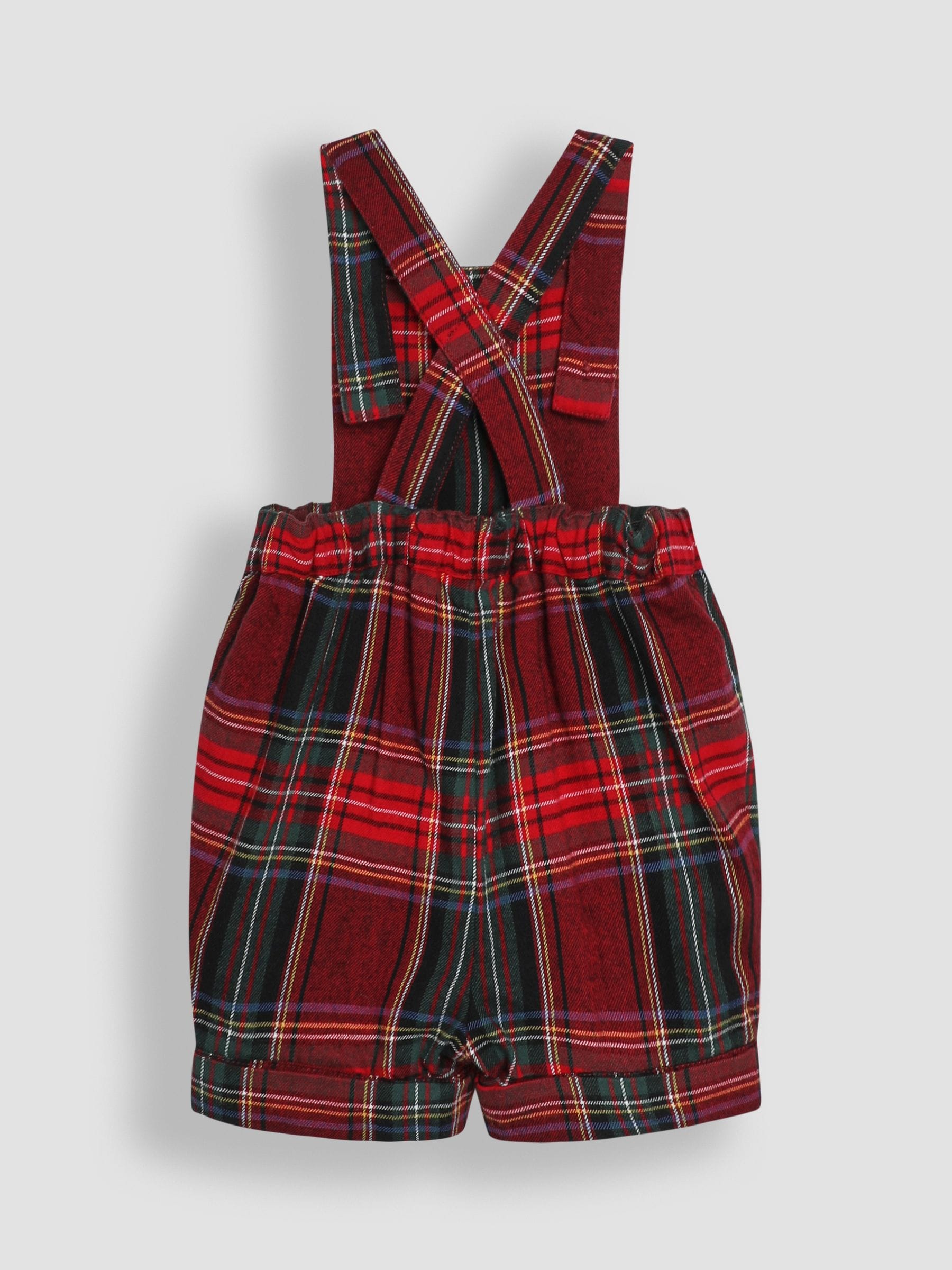 Rood met Schotse ruit - JoJo Maman Bébé Set van tuinbroek en top