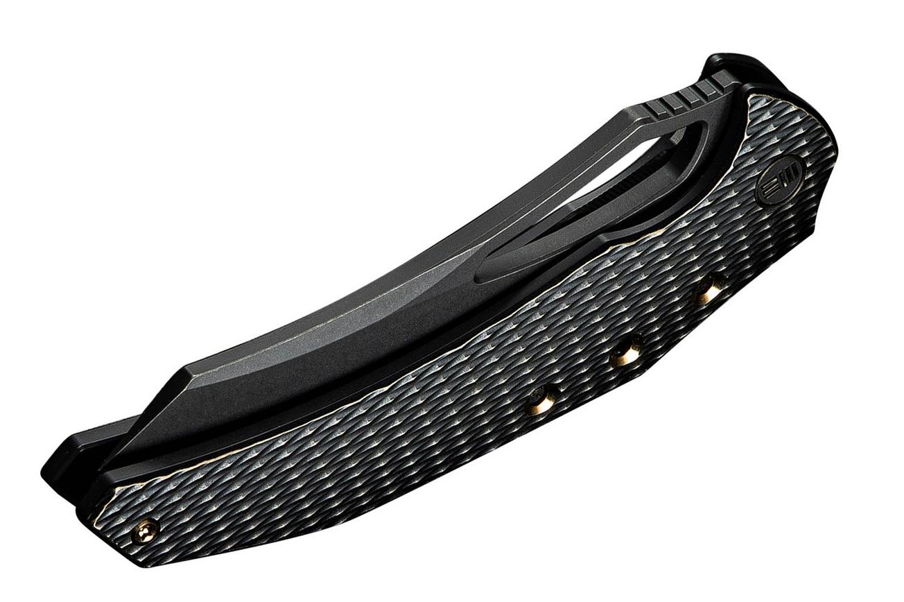 WE Knife Epaulette WE24024-1 Black Stonewashed M390 Diamond Patterned Black Titanium, zakmes, Gavko Knives design