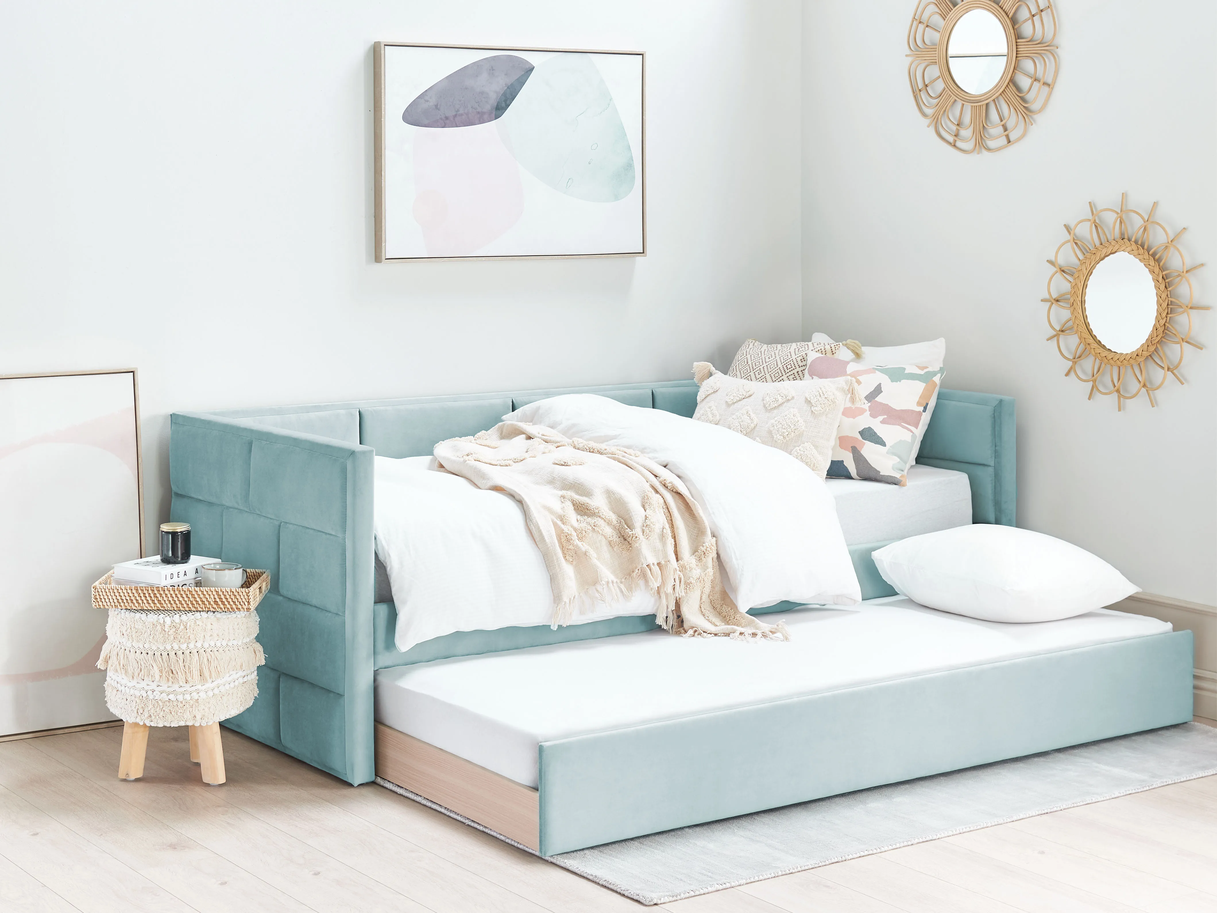 Onderschuifbed Fluweel CHAVONNE 90 x 200 cm Mintgroen