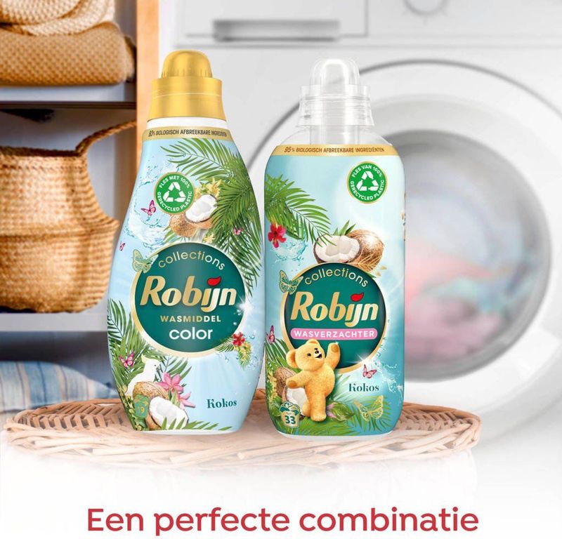 Robijn - Klein & Krachtig - Vloeibaar Wasmiddel - Kokos - 6 x 665 ml